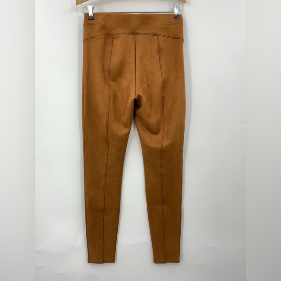 Spanx M Faux Suede Leggings Rich Caramel 0307 Brown medium seam soft stretch - Picture 6 of 12